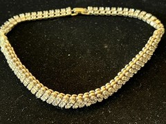 Vintage Clear Round Rhinestone Choker Necklace. 13 Inches. Expandable.