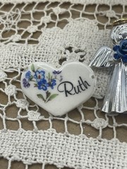 Vtg New Unused Name Ruth Pin with Forget Me Not Earthy Endeavours Brooch 1980s