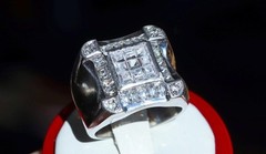 925 sterling silver size 11.25 ring 3.50ct cubic zirconia invisible set 17.90gr