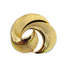 VTG Tona Gold Tone Brooch Pin Swirl Drip Multiple Textures Modernist Signed