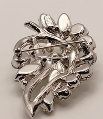 Vintage Eisenberg Ice Rhinestone Brooch Signed Layered Leaf Design