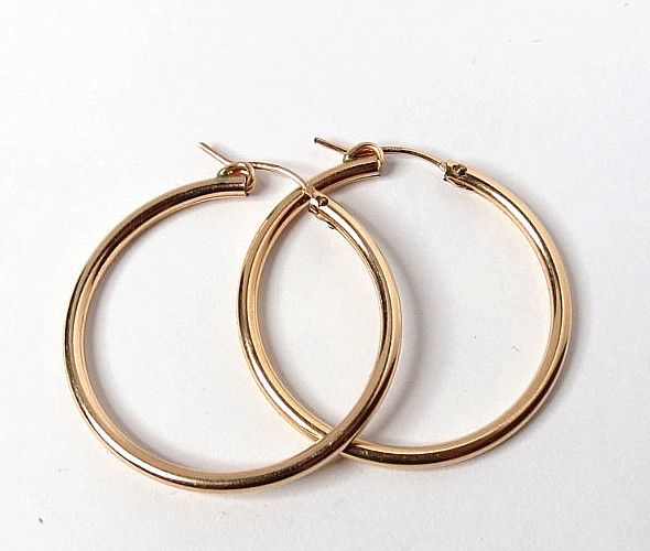 JWK John W Kessler GF YELLOW GOLD FILLED Hoop Earrings ENDLESS WIRE charm