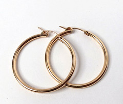 JWK John W Kessler GF YELLOW GOLD FILLED Hoop Earrings ENDLESS WIRE charm