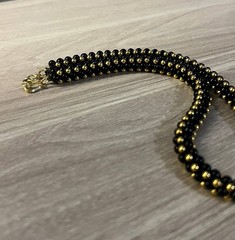 Vintage Black Gold Beaded Necklace Boho Ethnic Pendant Fashion Jewelry Gift