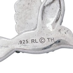 Blue Green Crystal Bird Pendant | Vintage Sterling Silver 925