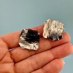 Vintage Clip On Earrings Lot Silver Tone Textured Modernist 1 Signed Monet