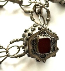 Antique Silver Etruscan Large Charm – Fob Bracelet