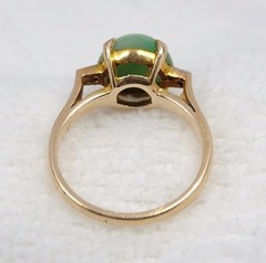 Vintage 14K Yellow Gold, Jade & Diamond Ring Size 6