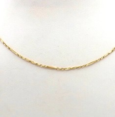 Art Deco Solid 10k Yellow Gold Cable Bar Link Chain Necklace 16in