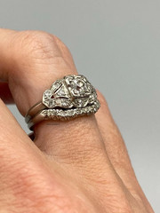 2Ct Round Cut Stone Vintage Art Deco Wedding Bridal Ring Set 14Kt White Gold Fn