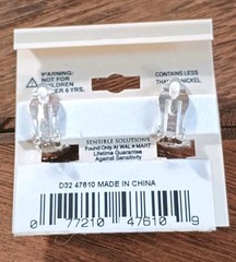 Sensible Solutions Rhinestone Silver Tone Clip Earrings New