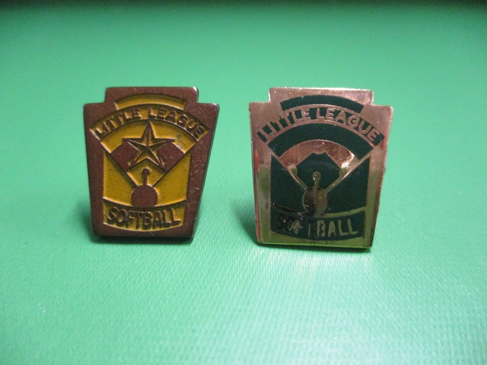 Little League Softball Official Pin Lot of 2 Size Approx .5 x .5 Inches Used