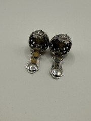 Vintage Silver And Gold Tone Mixed Metal Clip On Earrings Signed TJ