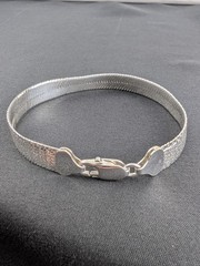 Milor Italy 925 Sterling Silver Wide Textured Herringbone Bracelet 7.5” 13.55g