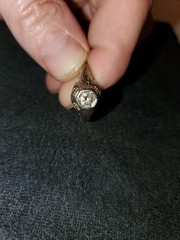 Antique Art Deco 1920’s 14k White Gold Diamond Filligree Engagement Ring .30ct