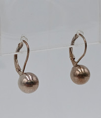 VTG 925 Ball Drop 8mm Earrings Sterling Silver 1.87g Lever Back Polished Dangle