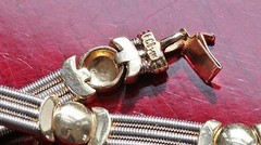 14k multi tone gold bracelet heavy 6.25″ fancy cable link vintage handmade 18.4g