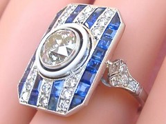 2.45Ct White Round & Blue Princess CZ Vintage Ring In 925 Sterling Silver