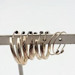 Y2K Vintage Sterling Silver Hoop Earrings Lot 4 pairs various sizes Festival