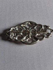 Antique glamorous silver-tone Art Deco brooch pin rhinestone accents C clasp