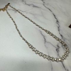 Vintage Lady Remington Necklace Bracelet Set Gold Tone Faux Pearl Rhinestone