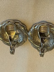 Vintage Monet Silver Tone Knotted Rope Clip-on Earrings Round Wreath