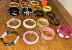 Bangle Bracelet Bundle – Plastic, Resin, Wood Mixed Lot of 31