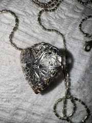 Vintage.925 Silver Heart Shaped Locket With Fabulous Chain