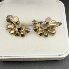 Vintage Multicolor Fruit Salad Rhinestone Cluster Gold Tone Screwback Earrings