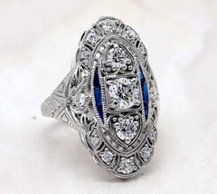 3Ct Vintage Art Deco Style Lab Created Diamond Engagement 14K White Gold FN Ring