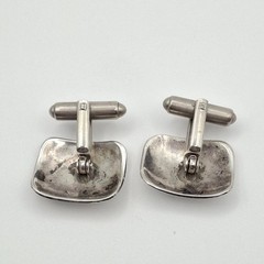 Vintage 925 Sterling Silver Native American Concho Stamped Bullet Back Cufflinks