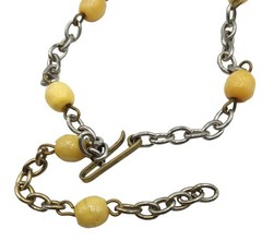 Vintage Mexican Necklace Modernist Articulating Panels Yellow Stones Mixed Metal