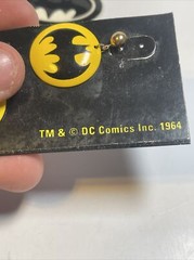 vintage batman jewelry lot 2 pair earings 1 button pin 1964 DC Comics Metal Rare