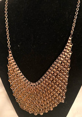 Vintage Beaded Chain Look Fringe Gold Tone Choker Or Necklace.