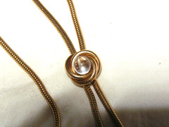 ..Vintage 12K Gold Filled, Rock Crystal Quartz Pool Of Light Ball Slide Necklace