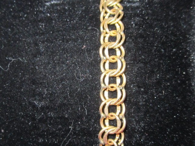 Vintage 1/20 th 12K Gold Filled Double Hoop Circle Link Bracelet W/Safety Chain