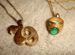 Vintage Avon 79 Charm Pendant and Unbranded 1979 Mini Senior Class Ring Pendant