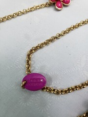 Juicy Couture 34″ Pink Flower Daisy Gold Tone Edges Stamped Tag Barbiecore