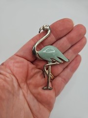 Vintage Aqua Blue Enamel Flamingo Brooch Pin Statement Brooch Miami