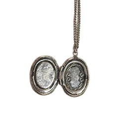 Vintage Pink Rose Resin Oval Locket Pendant Necklace Silver Tone Flower Retro