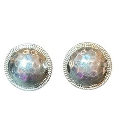 VTG PAJ Stud Earrings 7/8 Inch Dome Hammered Minimalist Retro 925 Sterling 7.7g