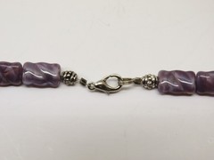 Vintage Necklace Purple Beaded Art Glass Silver Tone D5383