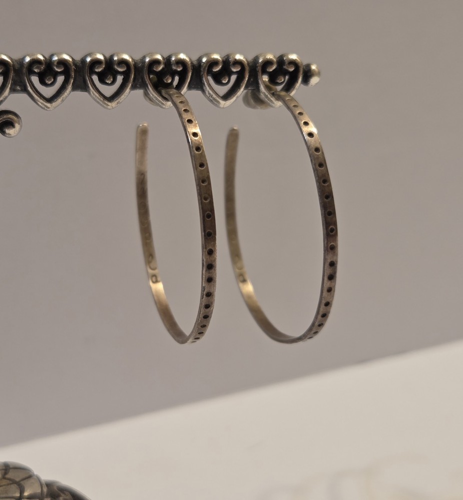 Unique Vintage Sterling Silver 45mm Hoop Earrings Signed Hoopea