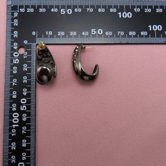 Givenchy Earrings Vintage Black Hematite Hoops Clear Crystal 1.25 in Chunky 847f