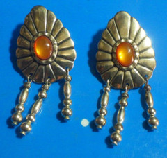Vintage WM Co. Wheeler Manufacturing Sterling silver dangle earrings beads tubes