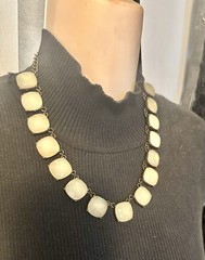 Vintage Sweet Lola Foiled Champagne Rhinestone Gold Tone Necklace, 21″