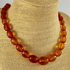 Antique Königsberg Baltic Amber Necklace, Faceted Graduated Beads, Natural Amber