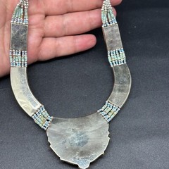 Nepal Jewelry Brass Turquoise Coral Heishi Beaded Handmade Choker Necklace