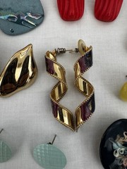 41 Pairs Vintage 80s Pierced Earrings Enamel Lucite Metal Etc Post Assorted Huge