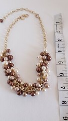 Chico’s goldtone necklace choker with creamy white, beige, bronze faux pearls